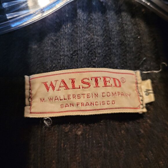 Vintage 1960s Walsted Pullover Sweater Brown Stripes Shawl Neck Sz 46 Fading - Picture 4 of 11